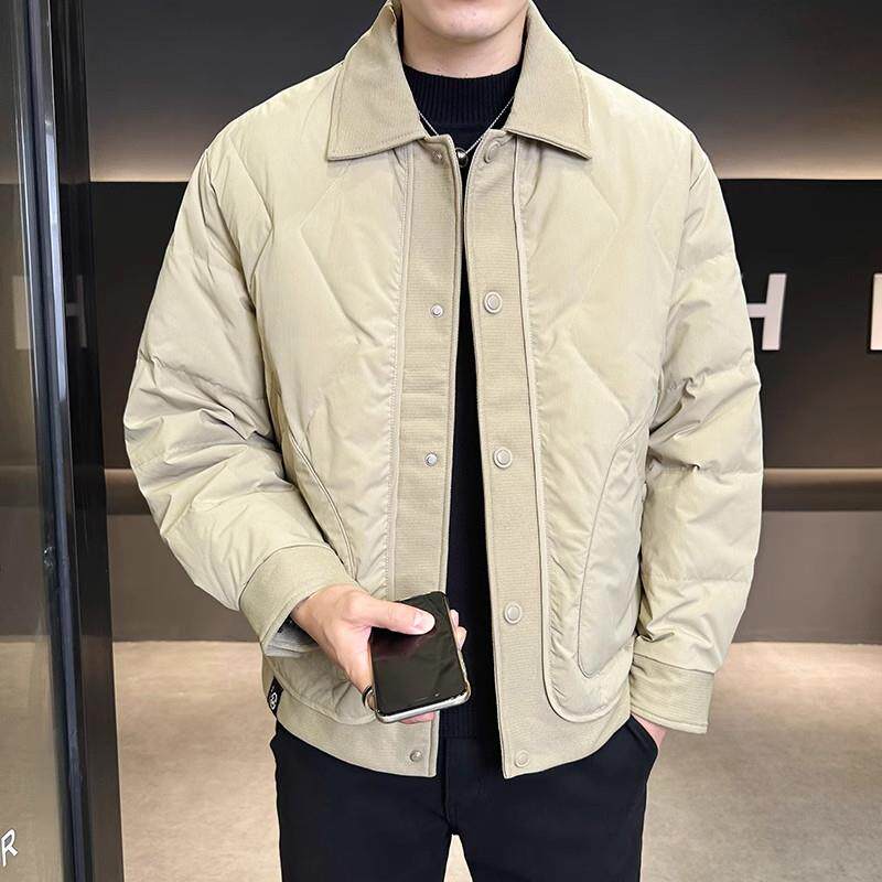 轻薄款羽绒服男士假两件短款外套秋冬潮流宽松休闲鸭绒保暖上衣韩