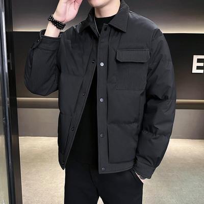 高级感衬衫羽绒服男2025年新款冬季轻薄短款羽绒外套男士冬装上衣