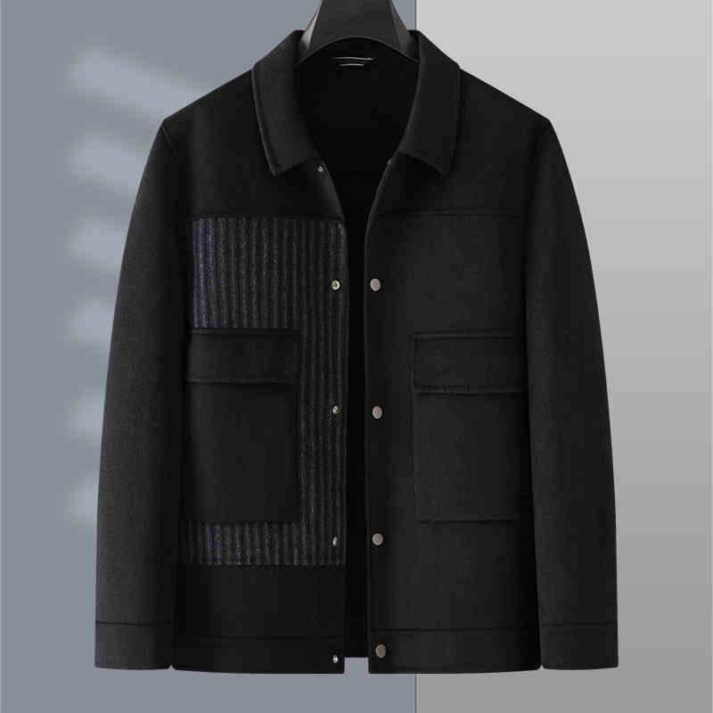 2025秋冬季双面羊毛呢子外套男士肥佬加肥加大码休闲宽松胖子夹克