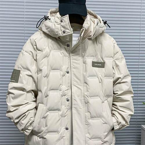 大码羽绒服男加肥加大300斤绗缝连帽防风宽松鸭绒冬天外套潮牌