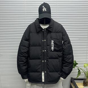 2025冬季潮牌羽绒服男青少年潮流衬衫加肥加大码轻便保暖衬衣外套