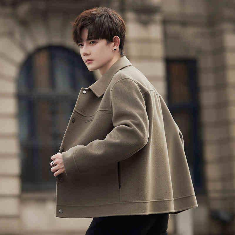 双面羊毛呢外套男士2025秋冬季新款呢子大衣羊绒翻领短款夹克冬装