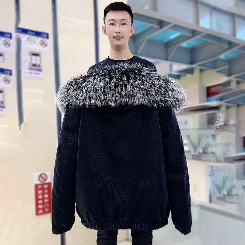 派克服男2025新款獭兔毛内胆可拆卸冬季短款皮毛一体皮草外套夹克