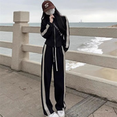 新款 女春秋冬季 卫衣运动套装 韩版 时尚 宽松显瘦休闲两件套跑步 开衫