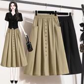休闲半身裙女气质高腰a字半裙胖MM显瘦西装 薄款 伞裙 女夏装 大码