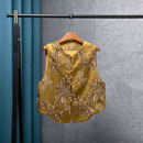 新中式 风金色重工刺绣花卉圆领背心女坎肩高级感气质百搭国风马夹