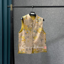 外套 立领缎面提花花坎肩马甲无袖 新中式 国风马夹女2025年春秋新款