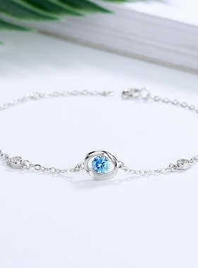 S925纯银四叶草锆石水晶手链女 情侣生日送女友礼物饰品批发代发