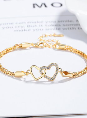 925银爱心肖邦手链女环环相扣心形手环时尚ins轻奢小众高级感饰品