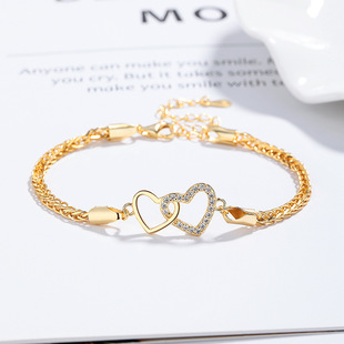 925银爱心肖邦手链女环环相扣心形手环时尚 ins轻奢小众高级感饰品