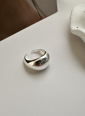 S925纯银韩版小众设计感大光面质感戒指韩国风时髦个性指环