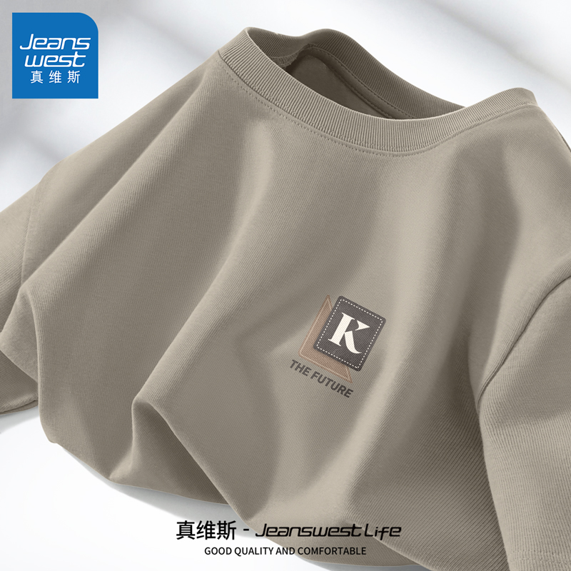 真维斯短袖男款2025新款纯棉潮牌男生上衣夏季高级感痞帅风衣服男