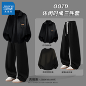 t恤长袖 纯棉男士 春季 灯芯绒衬衫 潮Q 真维斯运动套装 男款 男2026新款