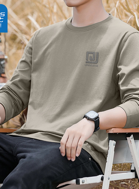 真维斯打底衫男款纯棉透气圆领长袖男T恤春美式潮流男士休闲上衣Q