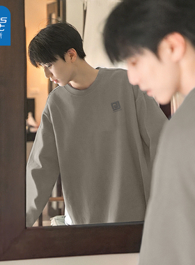 真维斯纯棉长袖男士t恤宽松休闲男上衣2026新款秋季打底衫男款Q