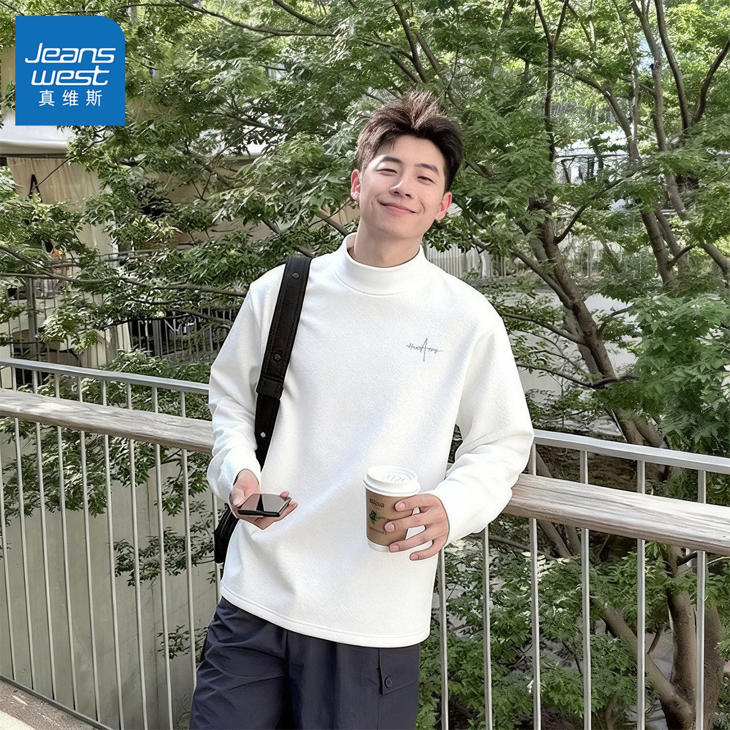 真维斯德绒男士打底衫冬款半高领长袖t恤男2026新款保暖内衣男款Q