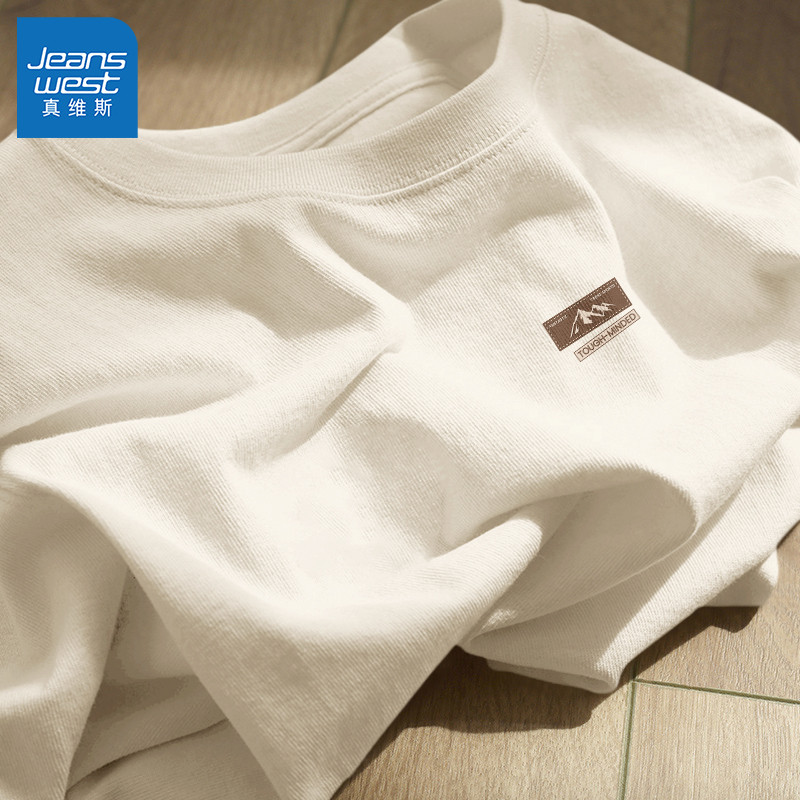 真维斯男款短袖t恤纯棉夏季运动男士上衣大码宽松半袖男青少年L