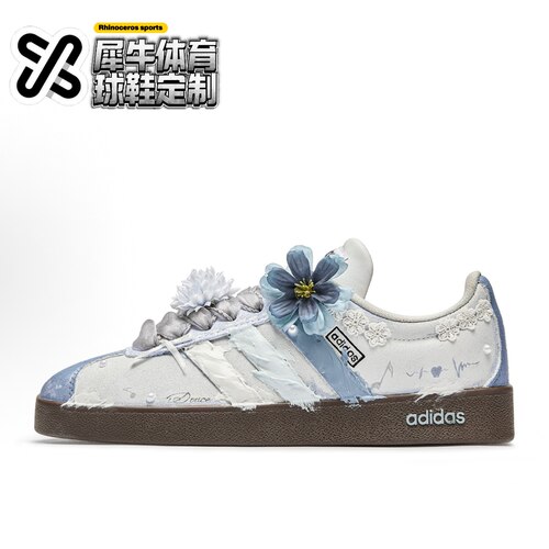 【定制球鞋】adidas neo VL Court 酪绘甜心 手绘涂鸦 蓝 HQ1802