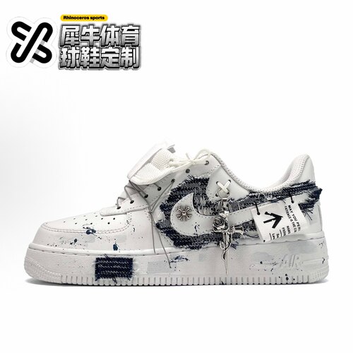 【定制球鞋】Nike Air Force 1 永恒玫瑰 贴布 黑白灰