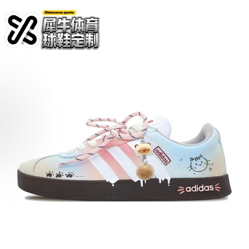 【定制球鞋】adidas VL COURT 2.0 牛奶猫猫 渐变 蓝粉色 JS3003