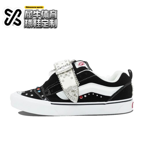 【定制球鞋】Vans Knu Skool 金属朋克 贴钻 美式 黑 VN0009QC6BT