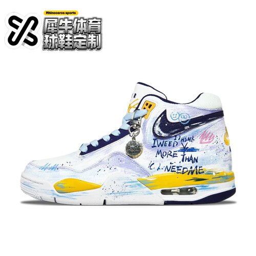 【定制球鞋】Nike Flight Legacy 蓝色涂鸦 手绘 白蓝 BQ4212-102