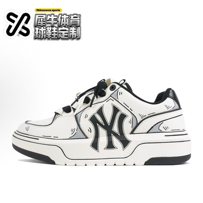 【定制球鞋】MLB CHUNKY LINER 暗影S 手绘 黑白 3ASXCA12N-50WHS