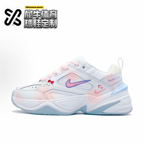 【定制球鞋】Nike M2K Tekno 粉乐小猫 涂鸦手绘 粉白 AO3108-100