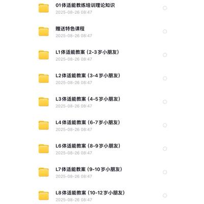 2-12岁青少儿体适能训练教案大纲课程教学体系培训年龄班级分段