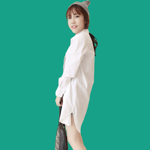 2023白衬衫 秋季 新品 女睡衣衬衣女休闲中长宽松衬衣BF男朋友 女长袖