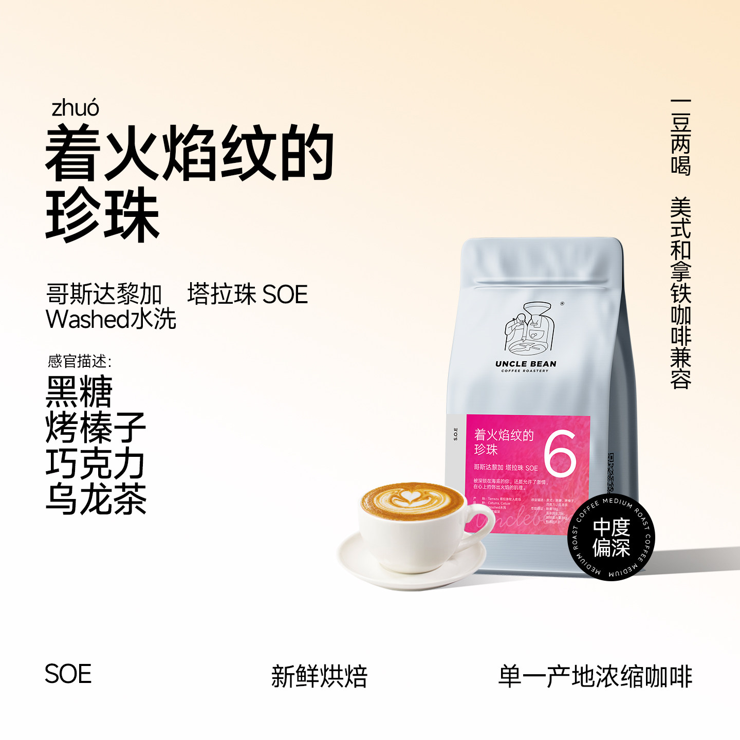 豆叔原产地精品咖啡豆哥斯达黎加塔拉珠水洗SOE 新鲜中深焙可磨粉