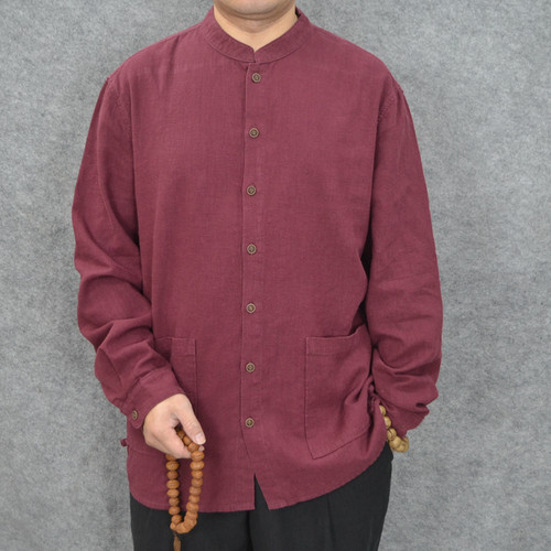 唐装男士衬衫苎麻苎麻棉麻长袖