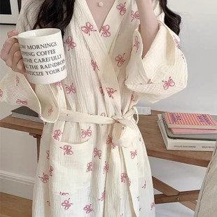 日系和服高级感ins中长款 家居服系带浴袍 蝴蝶睡袍睡衣女春秋季 款