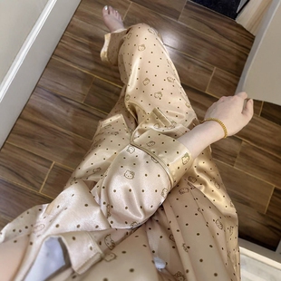 KT猫波点高级感轻奢风睡衣女款2025新款春秋季长袖大码家居服套装