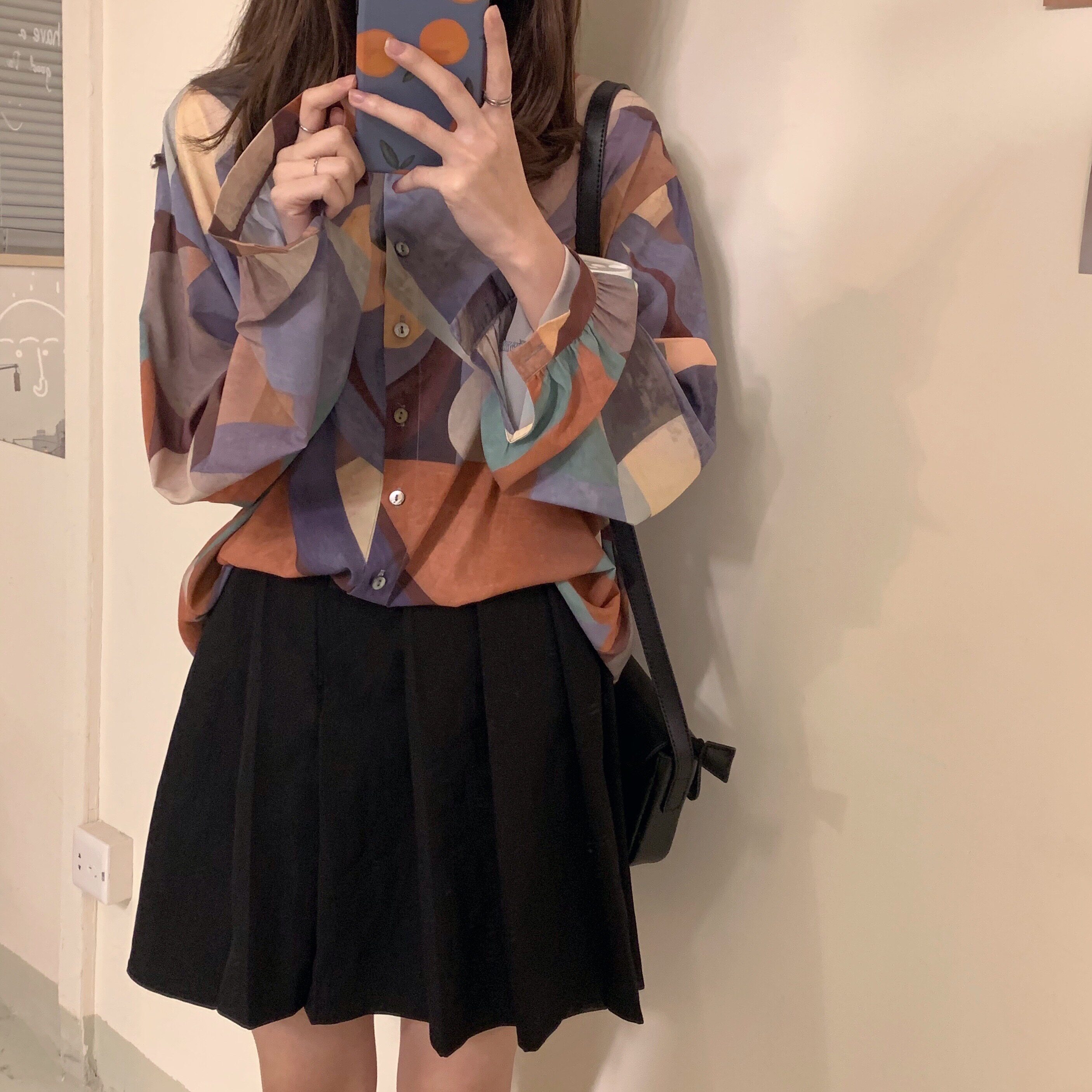 2020 Early spring the republic of korea chic temperament Retro Geometry decorative pattern Chiffon Long sleeve shirtin the Women's clothing/Boutique , Shirt  category - from Buy2taobao.com to provide professional Taobao agent buy service