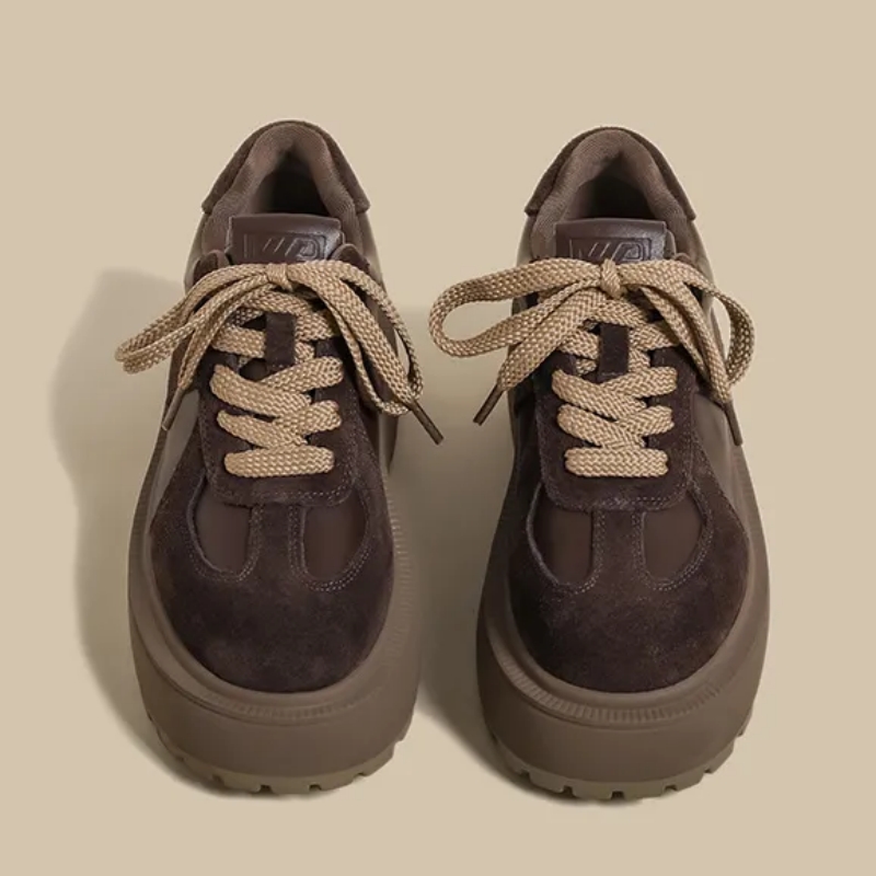 厚底真皮德训鞋女款2025新款