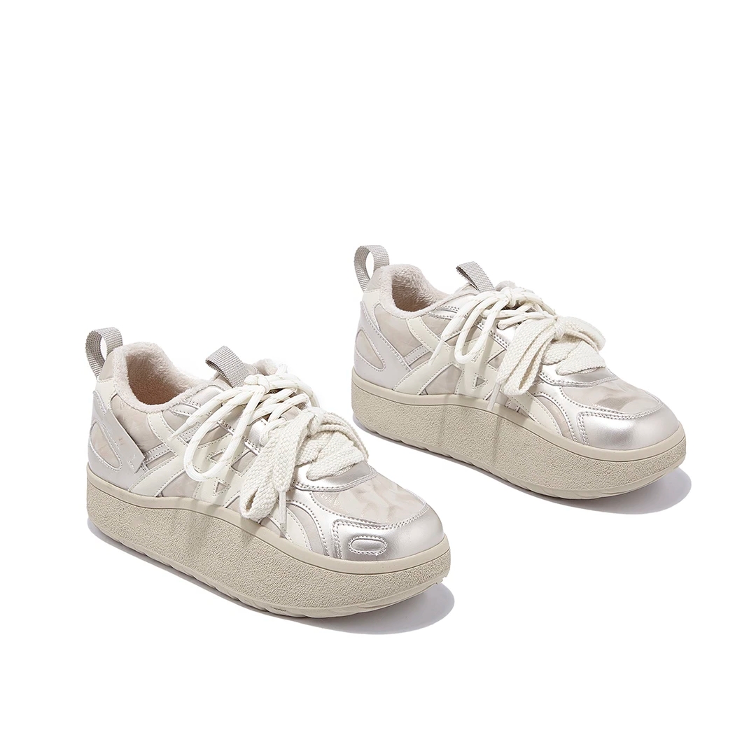 正品！复古真皮板鞋厚底增高4cm