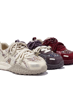 增高5CM真皮红色阿甘鞋2025新款厚底系带运动休闲鞋百搭轻便女鞋