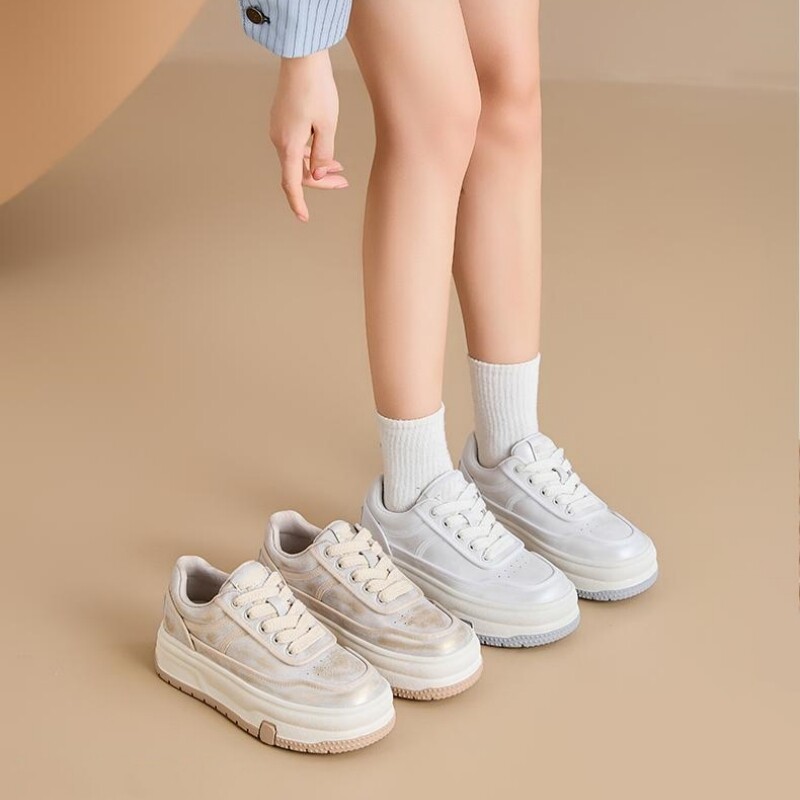 厚底增高真皮小白鞋女2025新款夏季薄款透气舒适不累脚休闲运动鞋