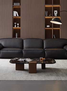 全友家居门店同款 极简风 205013 头层全真牛皮一字型直排皮沙发