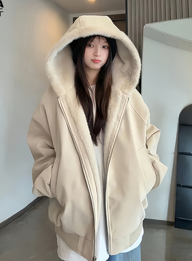 美式连帽座山雕PU皮棉服外套男加肥加大码潮胖子宽松夹克冬季保暖