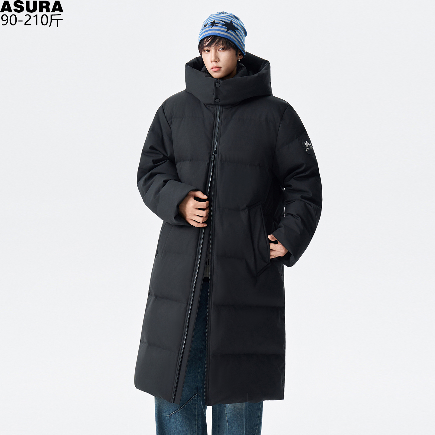 可拆卸帽中长款廓形羽绒服男加肥加大码潮牌胖子宽松冬季抗寒暖冬