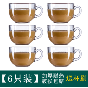 玻璃杯水杯家用套装 透明杯子 加厚耐热茶杯花茶杯咖啡杯碟套装 欧式