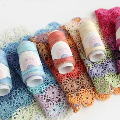 里约毛线手编棉线6号段染蕾丝线