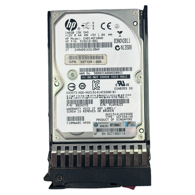HP 504334-001 512744-001 507129-009 146G 2.5 15K SAS硬盘
