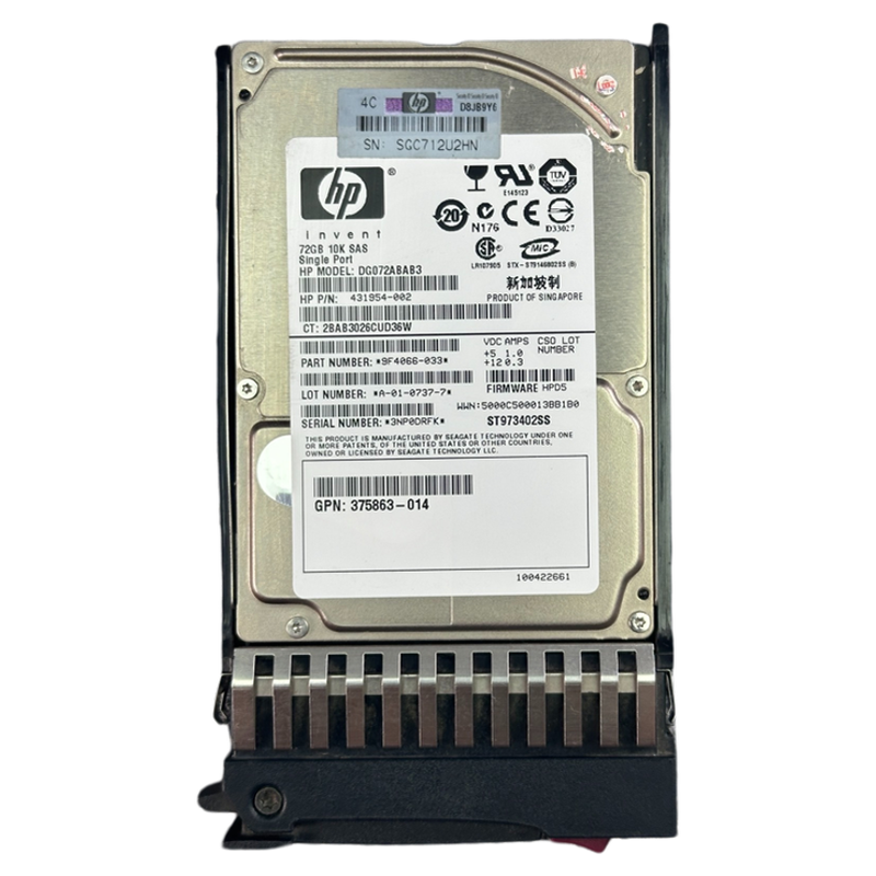 HP 431954-002 375863-014 ST973402SS 硬盘 72GB 10K SAS 2.5寸