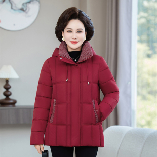 棉袄加厚洋气外套 棉衣羽绒棉服女时尚 可拆卸帽中老年妈妈冬季 短款