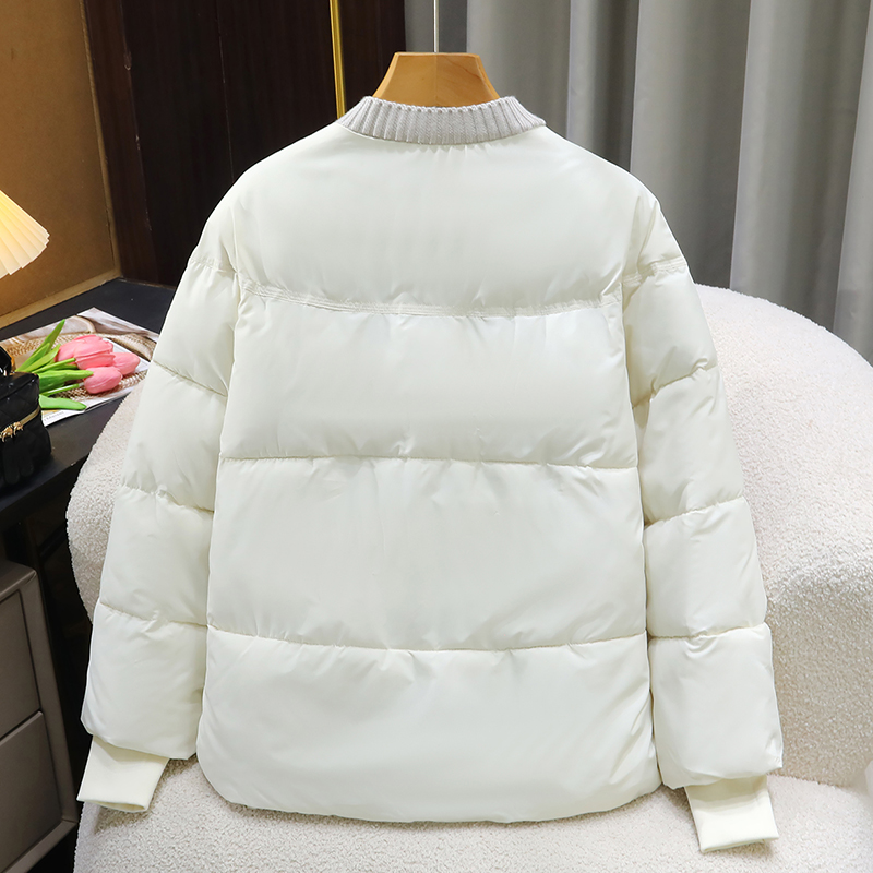 短款立领假两件棉服女冬宽松外套