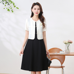 a字裙小衫 收腰大码 背心裙 修身 小香风两件套连衣裙女2025夏中长款