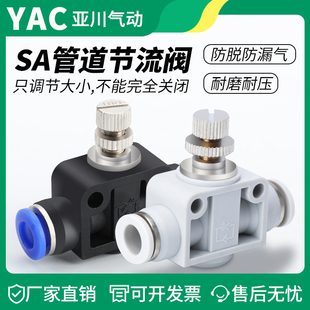 气动SA气管接头LSA4管道节流阀PA6限流8调速12流量调节阀10